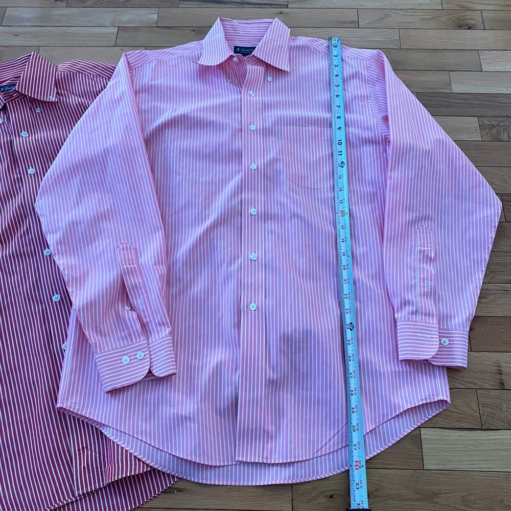 Brooks Brothers Mens Lot of 2 Striped Non-Iron Cotton Button Down Shirts Pink M - Picture 2 of 6